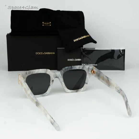 BRAND NEW D&G DG4413 342887 Grey Marble Grey Square Unisex Sunglasses